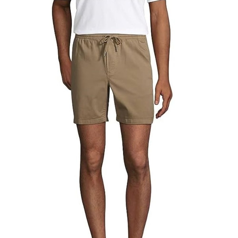 NWT Lands' End Men 7" Comfort Knockabout Standard Khaki Deck Short S $60 DD809